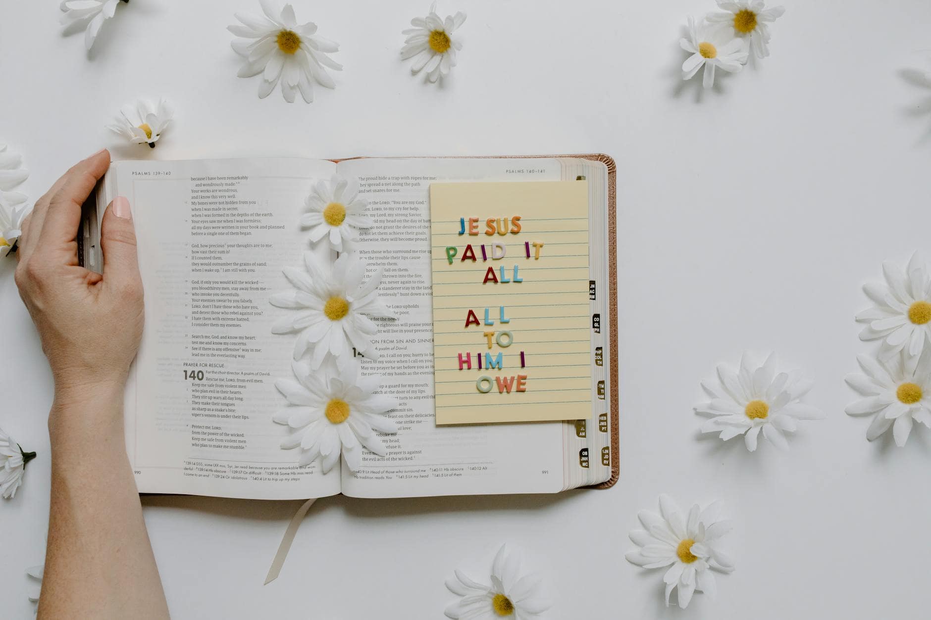 white and blue floral book page