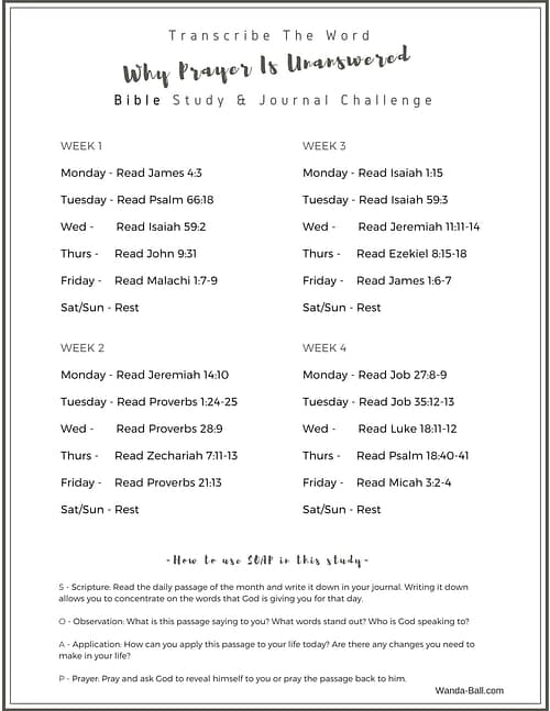 Why is prayer unanswered Free Jan 2018 bible study