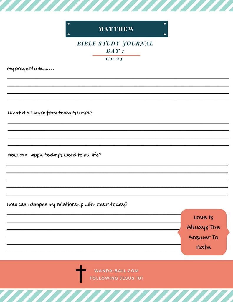 5 week Matthew bible study journal sample