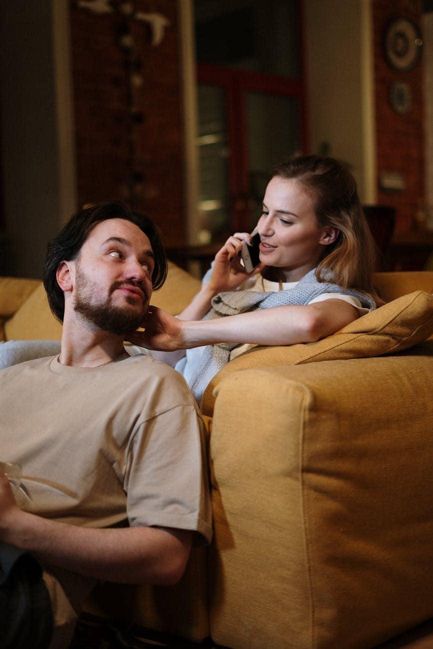couple love sitting evening