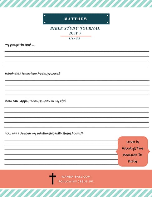 5 week Matthew bible study journal sample