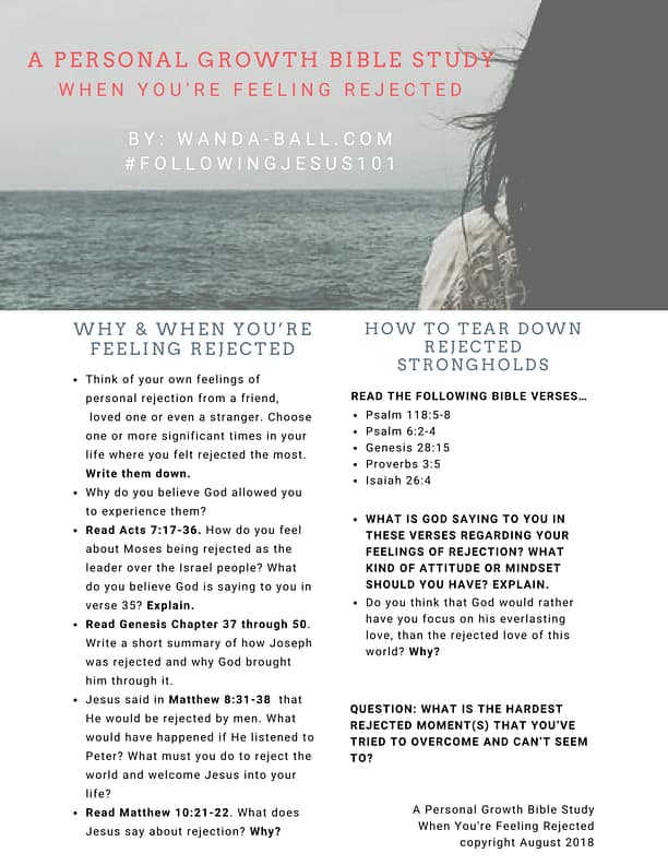 a personal growth bible study when you're feeling rejected by Wanda-Ball.com