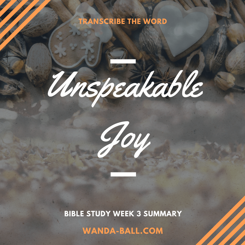 unspeakable joy week 3 summary