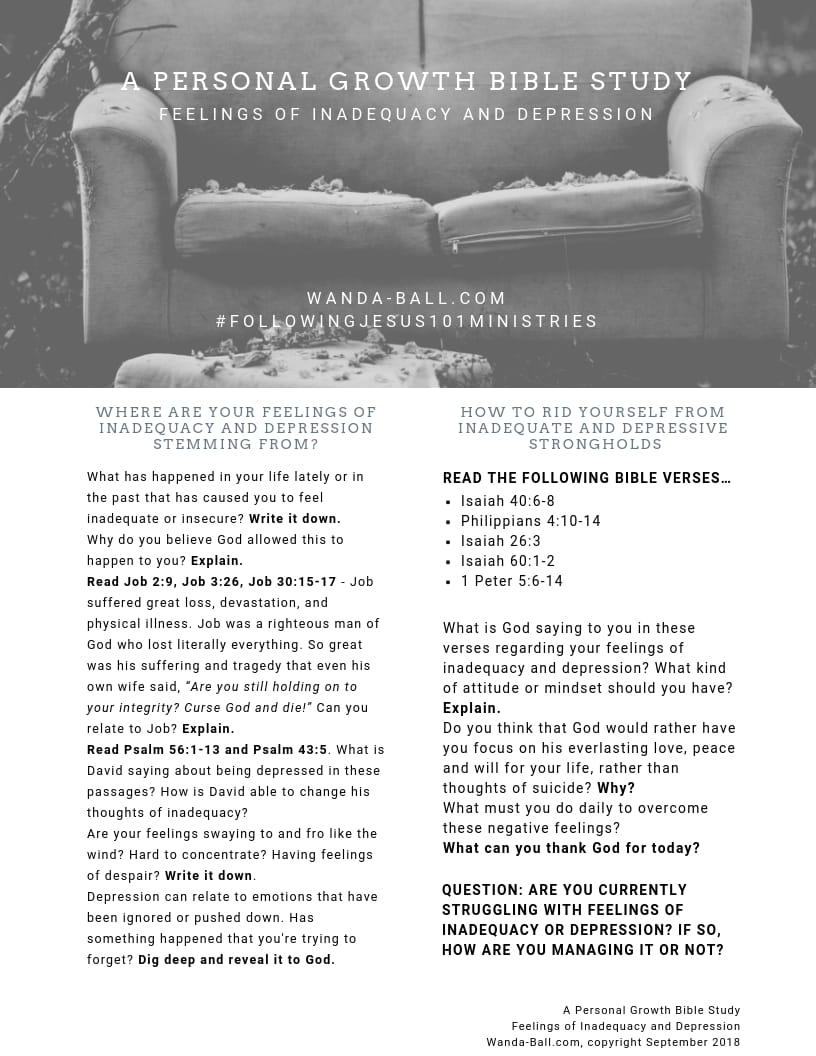 a personal growth bible study feelings of inadequacy and depression free pdf download