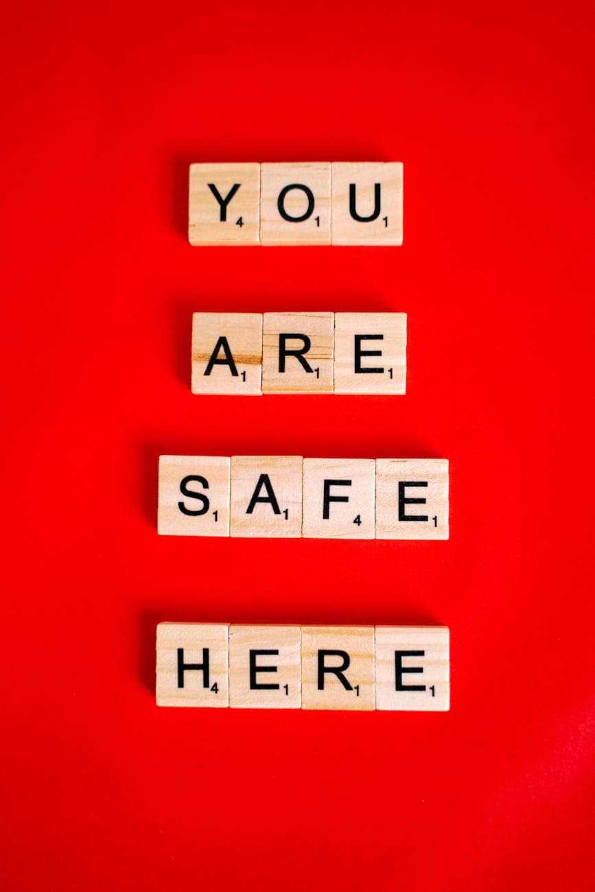 wooden blocks with letters on red background